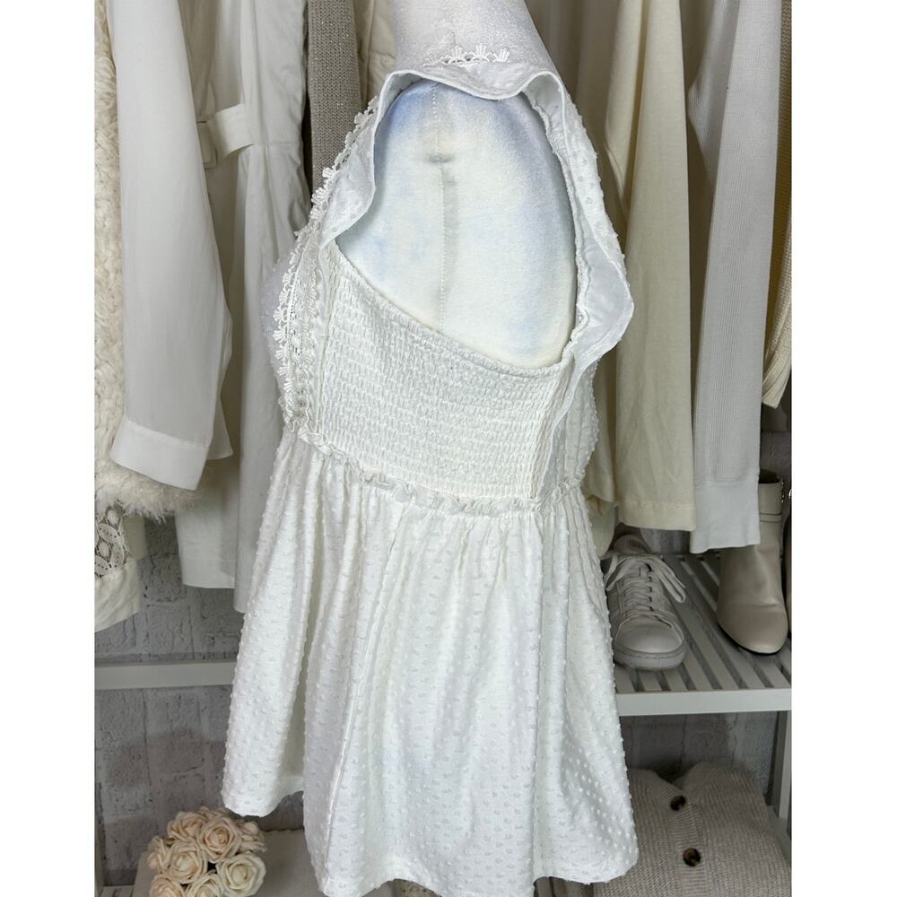 Cato Women's Size M White Swiss Dot Lace Trim Babydoll Tank #0484 - Picture 4 of 10